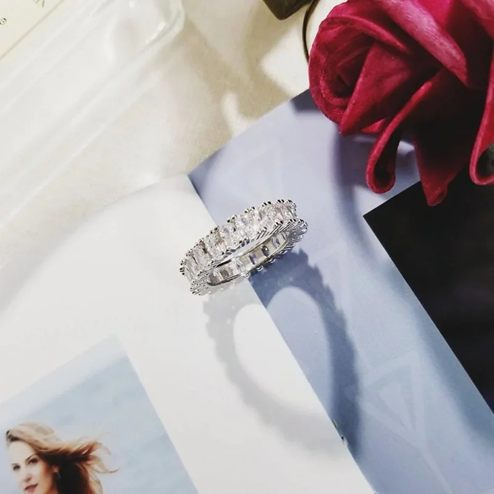 NEW 925 Silver Baguette Diamond Full Eternity Ring - Picture 12 of 14